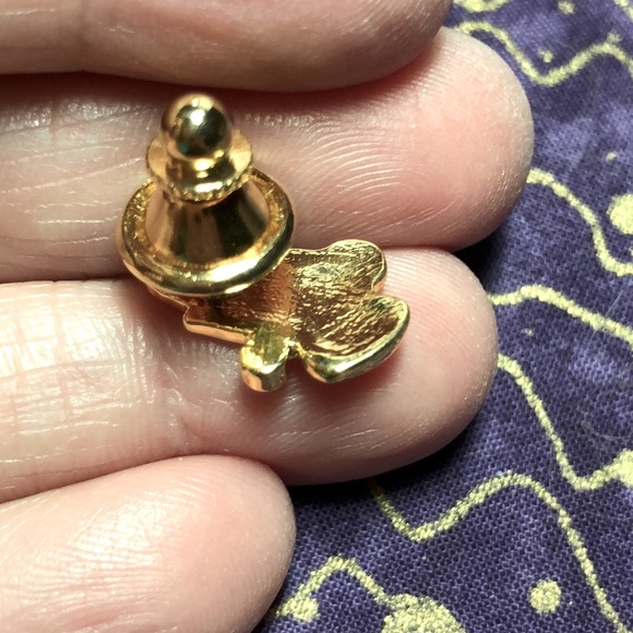 Vintage Gold Tone Prayer Hands Lapel Pin Tie Tack with Rhinestone - Picture 2 of 2